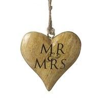Mr and Mrs Wooden Hanging Heart Decoration