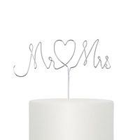 Mr. & Mrs. Twisted Wire Cake Topper - Silver - Silver