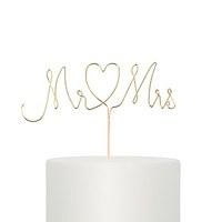 Mr. & Mrs. Twisted Wire Cake Topper - Gold