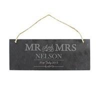 Mr & Mrs Personalised Slate Door Plaque