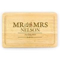 mr mrs wood engraved chopping board