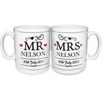 mr mrs personalised ceramic mug set