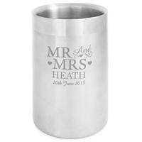 Mr & Mrs Stainless Steel Wine Cooler Customised