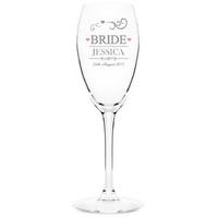 Mr & Mrs Bride Glass Flute Customised