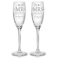 Mr & Mrs Pair of Flutes Customised