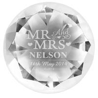 Mr & Mrs Diamond Paperweight Customised