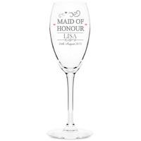 Mr & Mrs Maid of Honour Glass Flute Customised