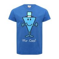 Mr Men mens 100% cotton blue short sleeve crew neck Mr Cool character print t-shirt - Royal Blue
