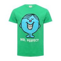 Mr Men mens 100% cotton green short sleeve crew neck Mr Perfect character print t-shirt G - Green