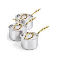 M&S chef Chef Tri Ply 3 Piece Saucepan Set