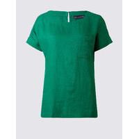 M&S Collection Pure Linen Short Sleeve Shell Top