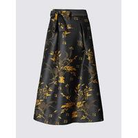 ms collection tie waist floral print a line skirt