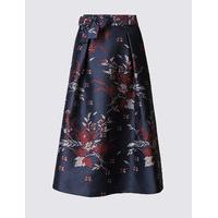 M&S Collection Tie Waist Floral Print A-Line Skirt