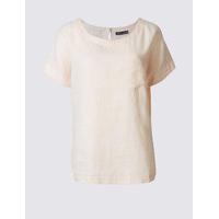 M&S Collection Pure Linen Short Sleeve Shell Top