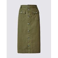 M&S Collection Sateen Pocket Detail Midi Skirt