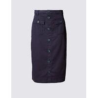 M&S Collection Sateen Pocket Detail Midi Skirt