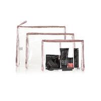M&S Collection 3 Piece Clear Cosmetic Bag Set