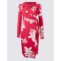 M&S Collection PETITE Floral Print Wrap Midi Dress