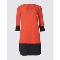 M&S Collection Colour Block 3/4 Sleeve Tunic Dress