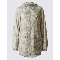 ms collection pack away leaf print parka with stormwear