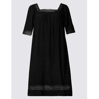 M&S Collection Lace Trim Tunic Short Sleeve Dress