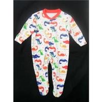 M&S 0-3 Months White Dinosaur Print Rompersuit