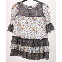 M&S age 8 years white & navy mix floral tiered dress