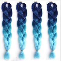 Ms African Chemical Fiber Color Big Child Jumbo Braid Hair High Temperature Gradient Blue Silk Black 1PCS