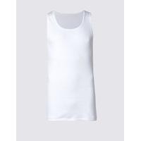 M&S Collection 2 Pack Pure Cotton Sleeveless Vests with StayNEW