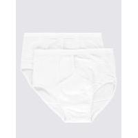 M&S Collection 2 Pack Pure Cotton Cellular Briefs with StayNEW