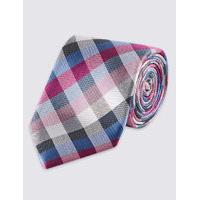 M&S Collection Pure Silk Checked Tie