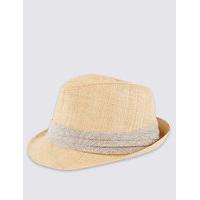 ms collection textured straw trilby hat