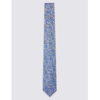 M&S Collection Pure Silk Textured Floral Tie