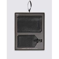 M&S Collection Leather Passport Cover & Luggage Tag Set