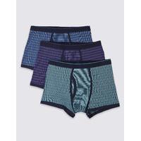 ms collection 3 pack cotton rich stretch striped trunks