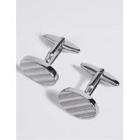 M&S Collection Oval Striped Cufflinks