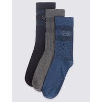 ms collection 3 pairs of cotton rich non elastic socks