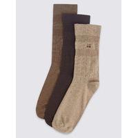 M&S Collection 3 Pairs of Cotton Rich Non Elastic Socks