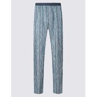 M&S Collection Pure Cotton Striped Long Pyjama Bottoms