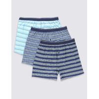 M&S Collection 3 Pack Pure Cotton Striped Boxers