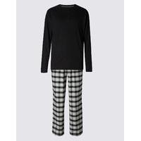 ms collection 2in longer pure cotton checked pyjamas