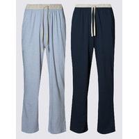 ms collection 2in longer 2 pack pure cotton long pant pyjama bottoms