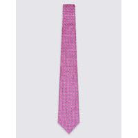 M&S Collection Pure Silk Geometric Print Tie