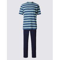 M&S Collection 2in Longer Pure Cotton Striped Pyjamas