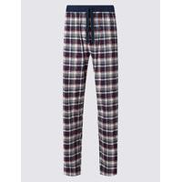 M&S Collection Brushed Cotton Checked Long Pant