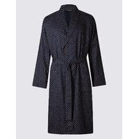 M&S Collection Pure Cotton Printed Dressing Gown with Belt