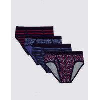 M&S Collection 4 Pack Stretch Assorted Print Briefs