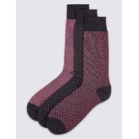 M&S Collection Luxury 3 Pairs of Cotton Rich Socks