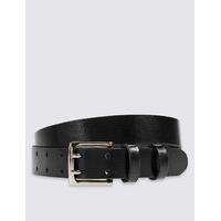 ms collection leather double prong buckle belt