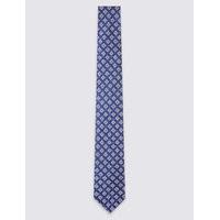 M&S Collection Pure Silk Geometric Print Tie